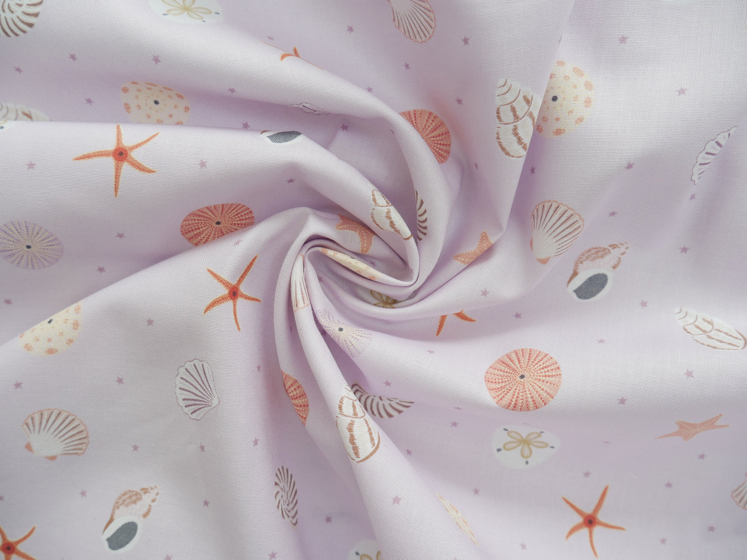 Sea Shells in Lilac by Lewis &amp; Irene, £12.90 pm-Cotton-Flying Bobbins Haberdashery