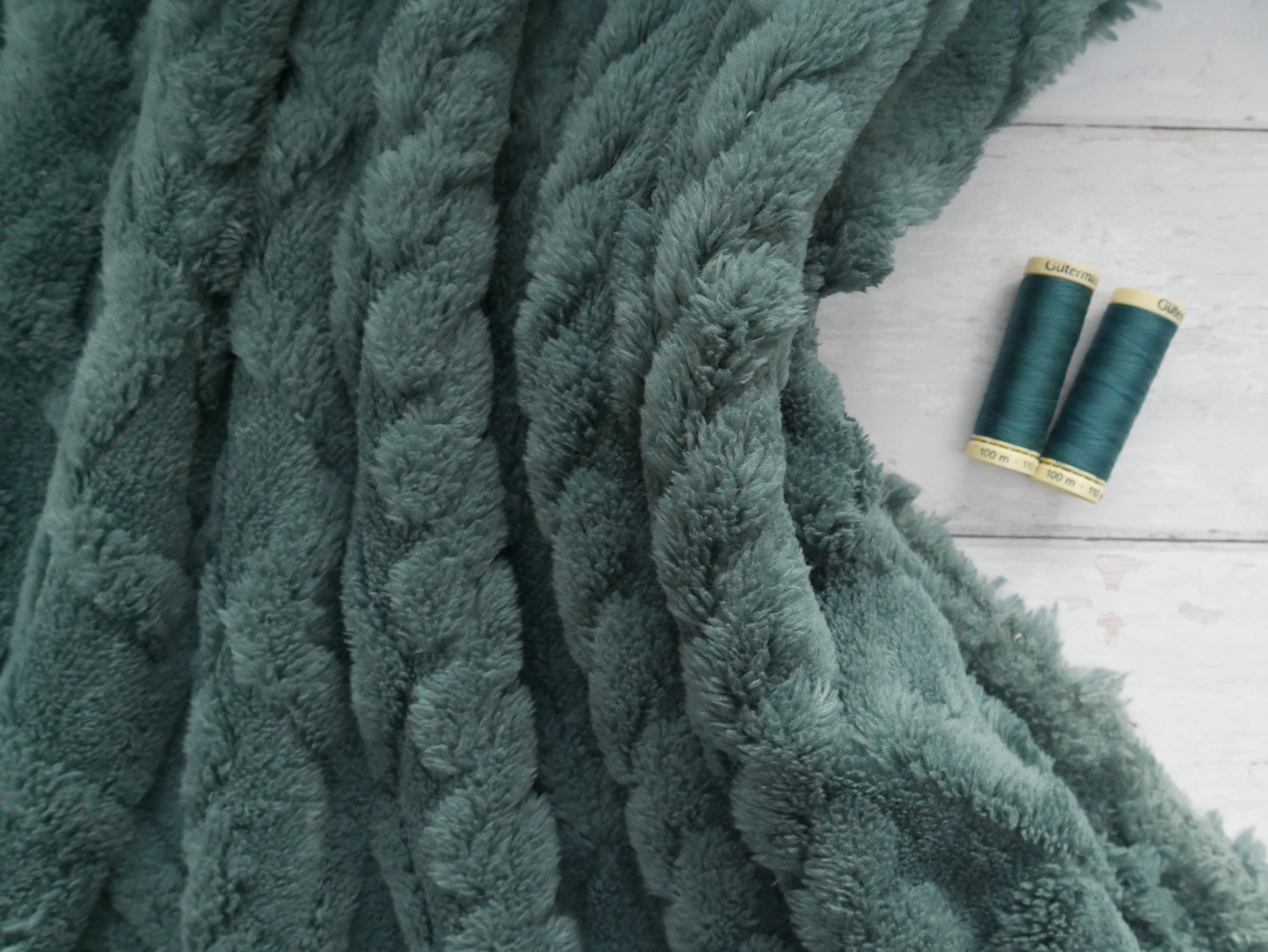 Double Fur Cable Fleece in Petrol, £10.50 p/m-Fleece-Flying Bobbins Haberdashery