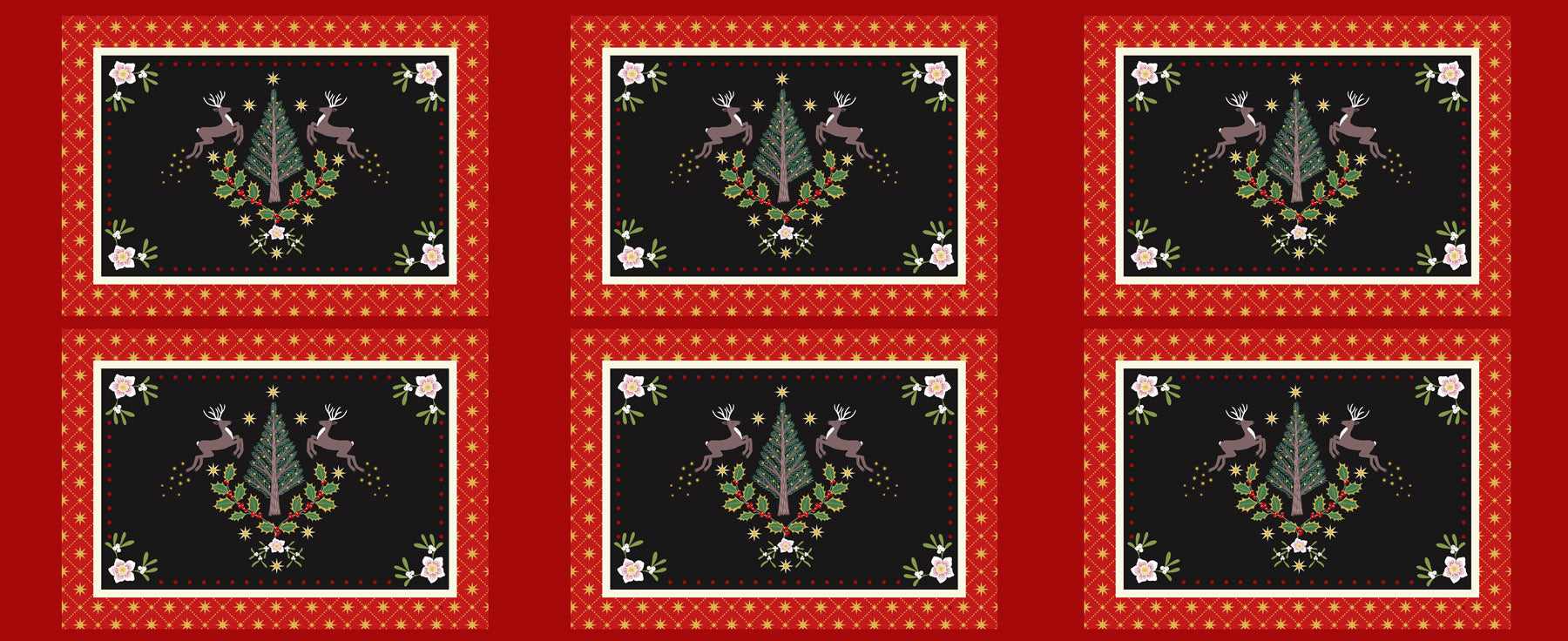 Yuletide Placemat Panel-Flying Bobbins Haberdashery