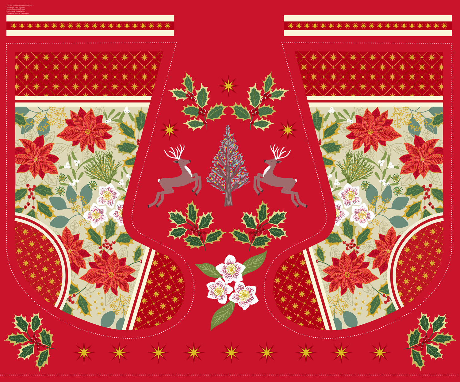 Yuletide Stocking Panel-Flying Bobbins Haberdashery