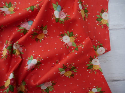 Amelia, Posy in Red - 100% Cotton, £13.00 pm-Cotton-Flying Bobbins Haberdashery