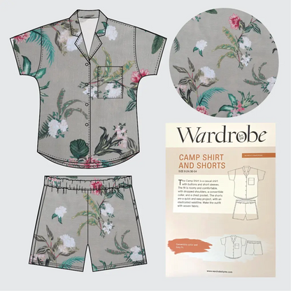 Camp Shirt Kit - Dame Fleur Crepe in Latte-Sewing Kit-Flying Bobbins Haberdashery