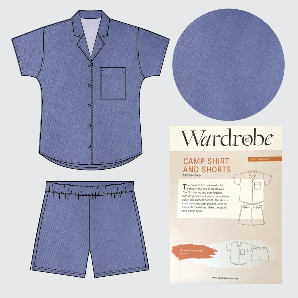 Camp Shirt Kit - Province Linen Blend in Cornflower-Sewing Kit-Flying Bobbins Haberdashery