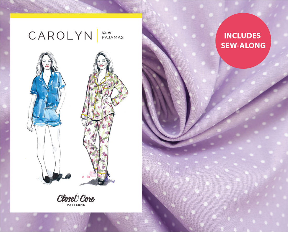 Carolyn Pyjamas Kit - Pin Spots in Lilac-Sewing Kit-Flying Bobbins Haberdashery