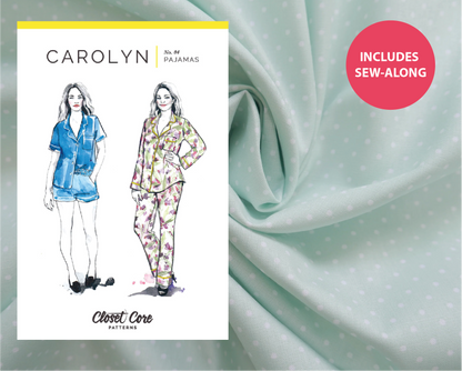 Carolyn Pyjamas Kit - Pin Spots in Mint-Sewing Kit-Flying Bobbins Haberdashery