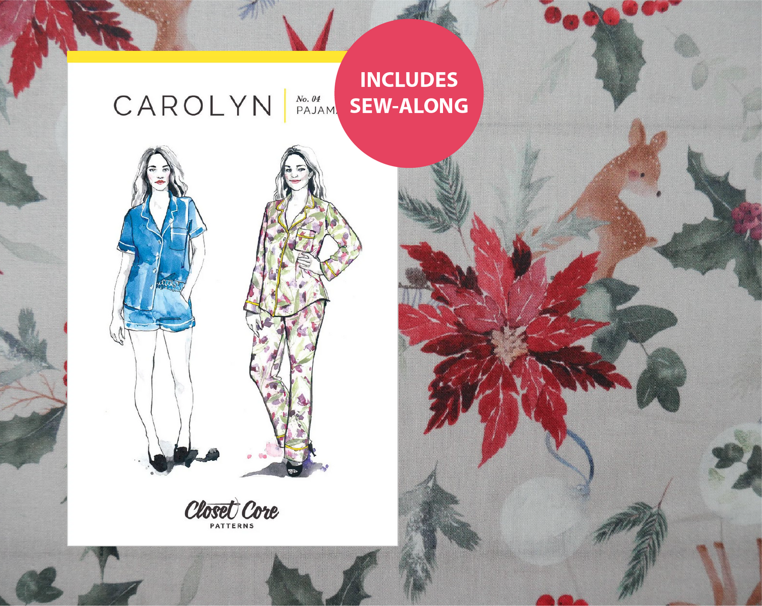 Carolyn Pyjamas Kit - Winter Wishes-Sewing Kit-Flying Bobbins Haberdashery