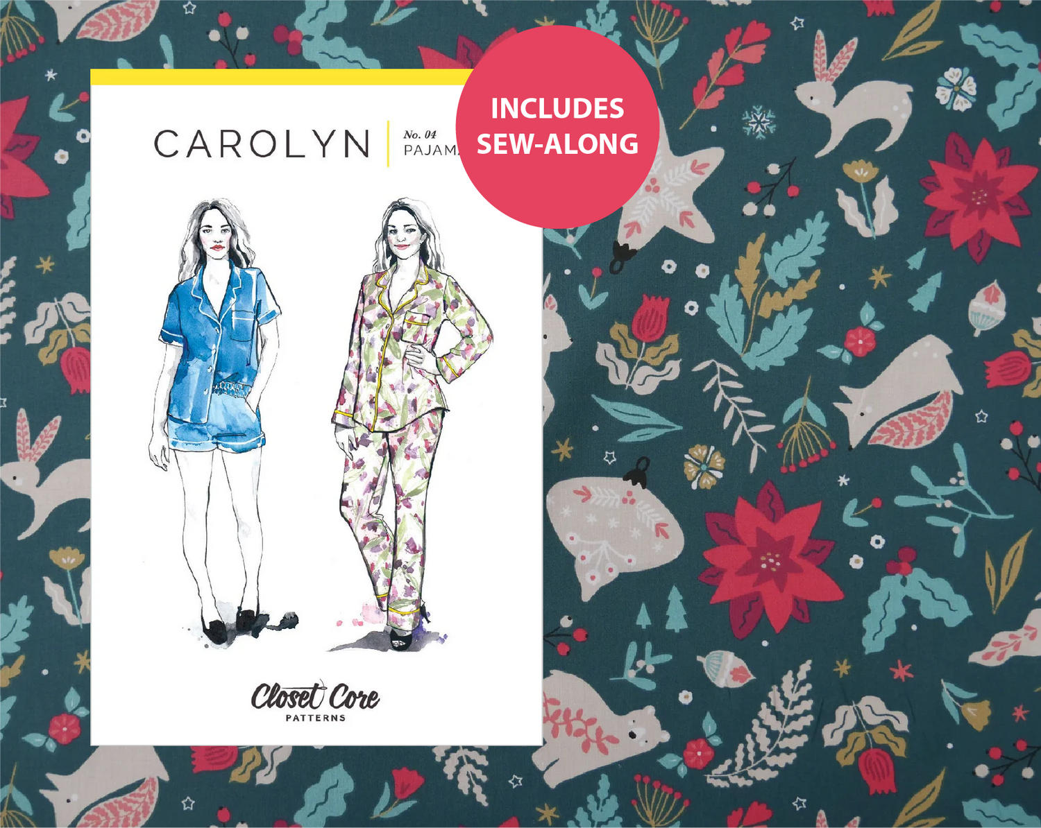 Carolyn Pyjamas Kit - Festive Forest-Sewing Kit-Flying Bobbins Haberdashery