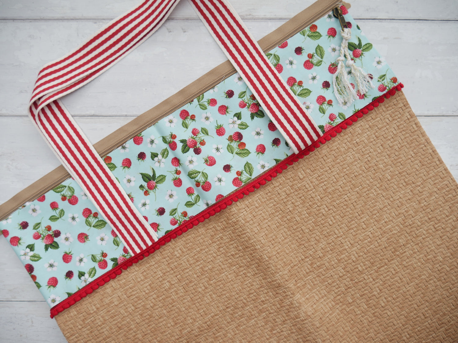 Zip Tote Bag Kit - Raspberries-Sewing Kit-Flying Bobbins Haberdashery