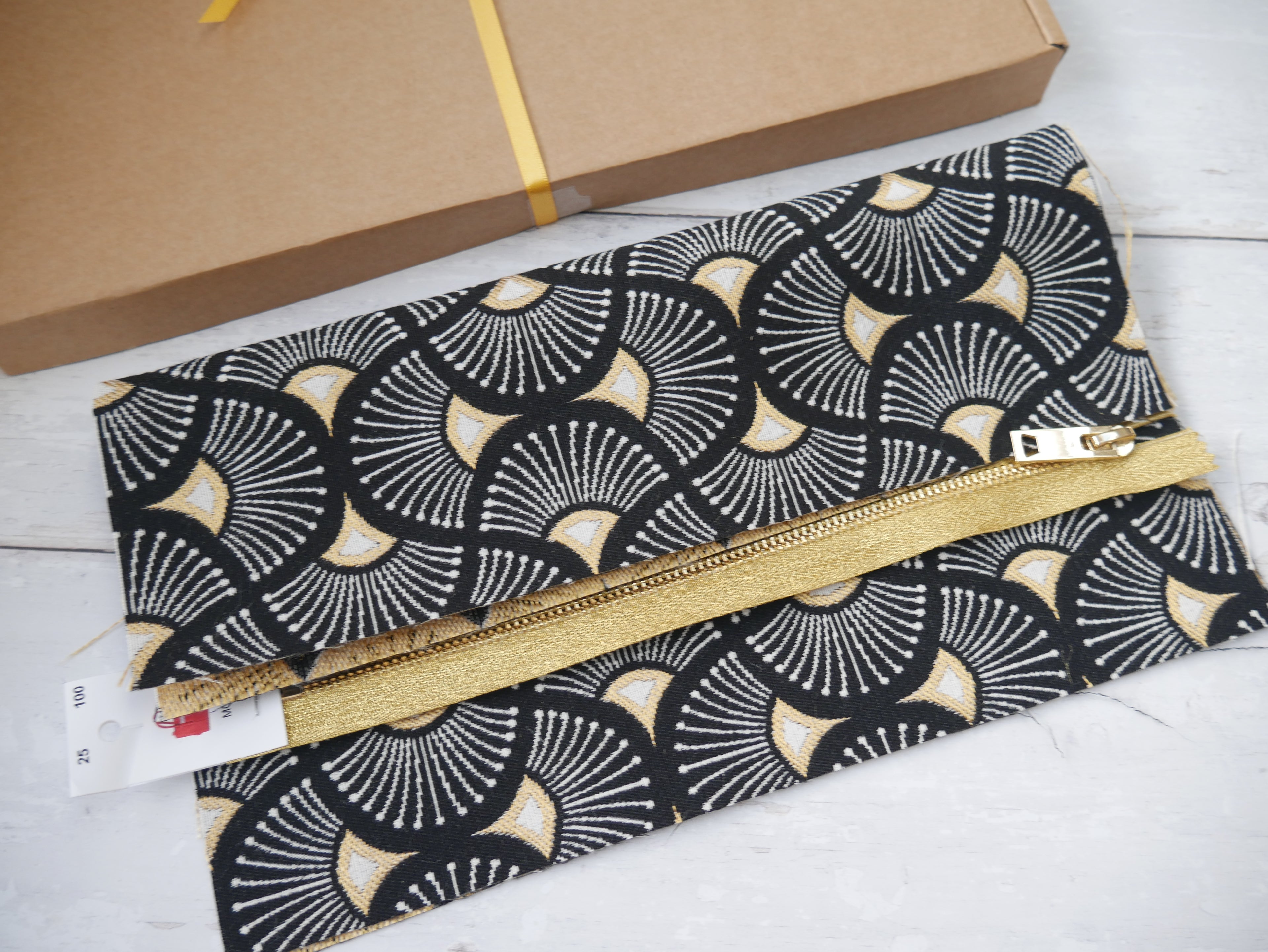 Deco Clutch Bag Kit - Black &amp; Gold-Sewing Kits-Flying Bobbins Haberdashery