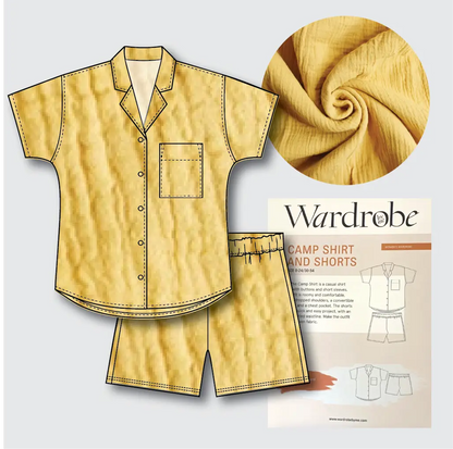 Camp Shirt Kit - Cotton Double Gauze in Sunshine-Sewing Kit-Flying Bobbins Haberdashery