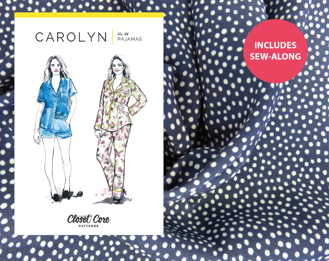 Carolyn Pyjamas Kit - Lady McElroy Cotton Lawn in Navy Dots-Sewing Kit-Flying Bobbins Haberdashery