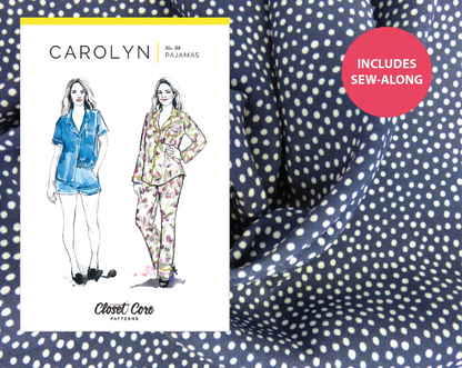 Carolyn Pyjamas Kit - Lady McElroy Cotton Lawn in Navy Dots-Sewing Kit-Flying Bobbins Haberdashery