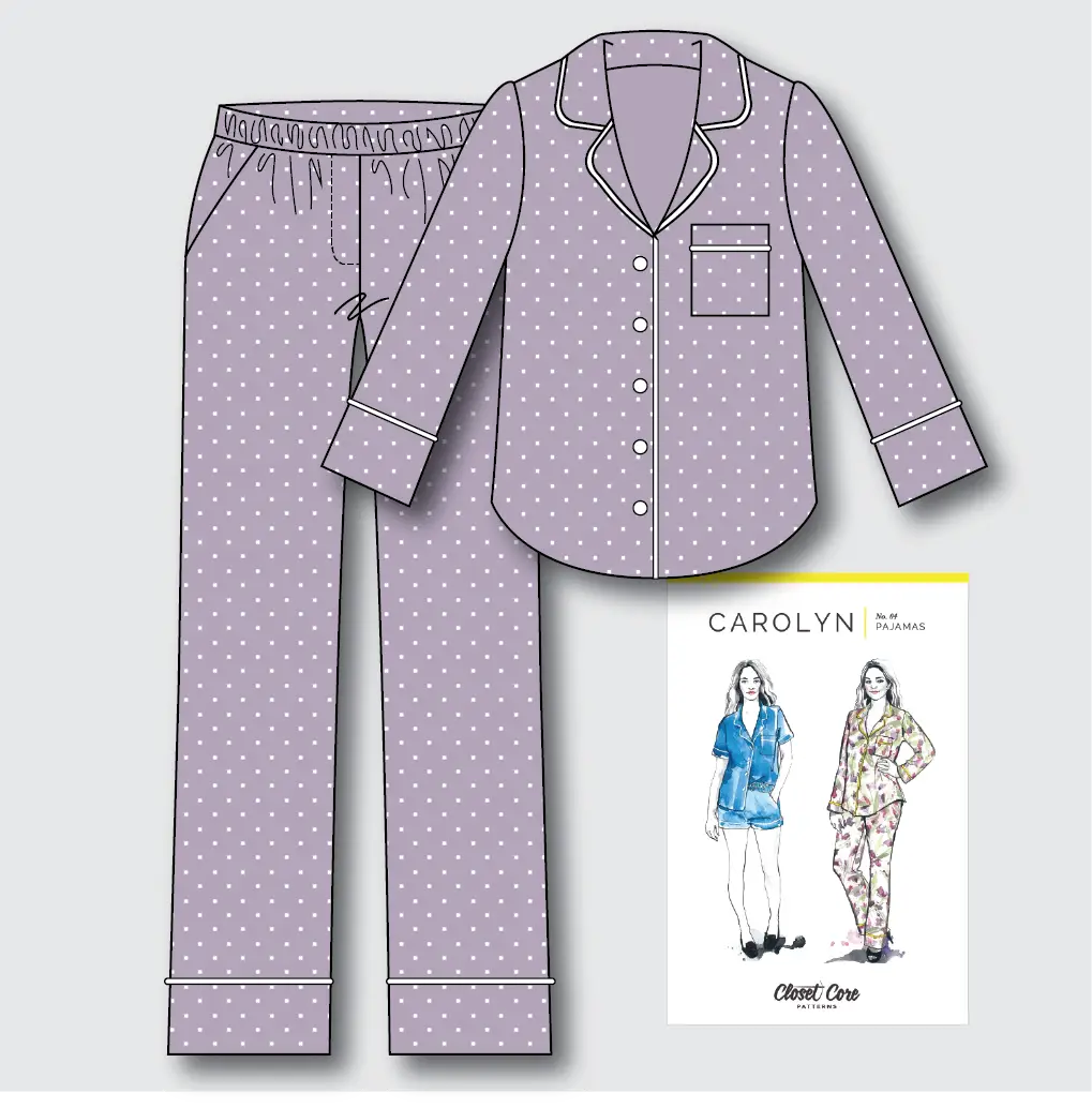 Carolyn Pyjamas Kit - Lilac Spot Cotton