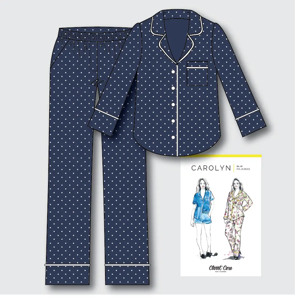 Carolyn Pyjamas Kit - Navy Spot Cotton