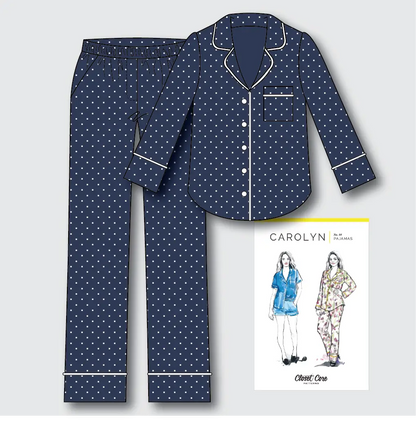 Carolyn Pyjamas Kit - Navy Spot Cotton