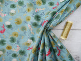 REMNANT - Makower Printed Cotton, Kasumi Koi in Blue x 0.7m-Cotton-Flying Bobbins Haberdashery
