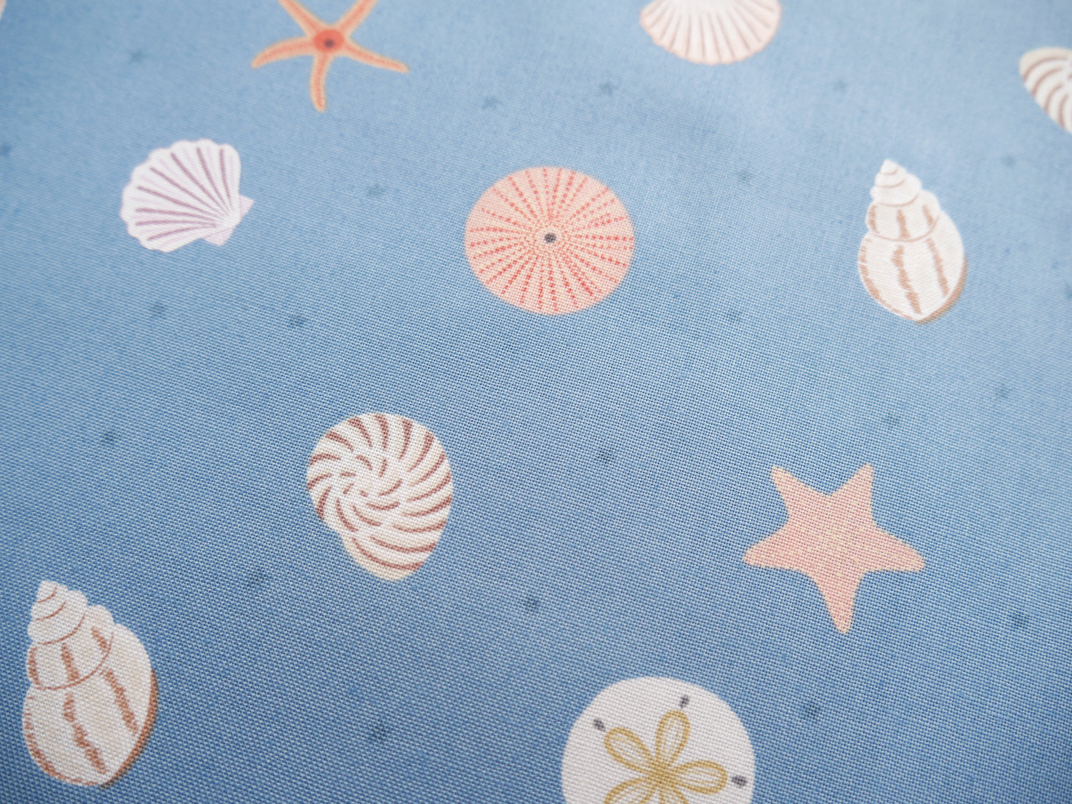 Sea Shells in Blue by Lewis &amp; Irene, £12.90 pm-Cotton-Flying Bobbins Haberdashery