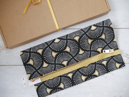 Deco Clutch Bag Kit - Black &amp; Gold-Sewing Kits-Flying Bobbins Haberdashery