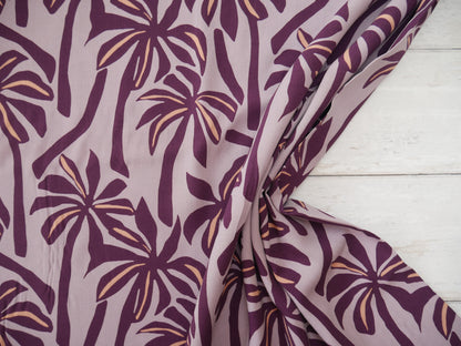 Palms Print Viscose Challis in Lilac £12.50 p/m-Viscose-Flying Bobbins Haberdashery