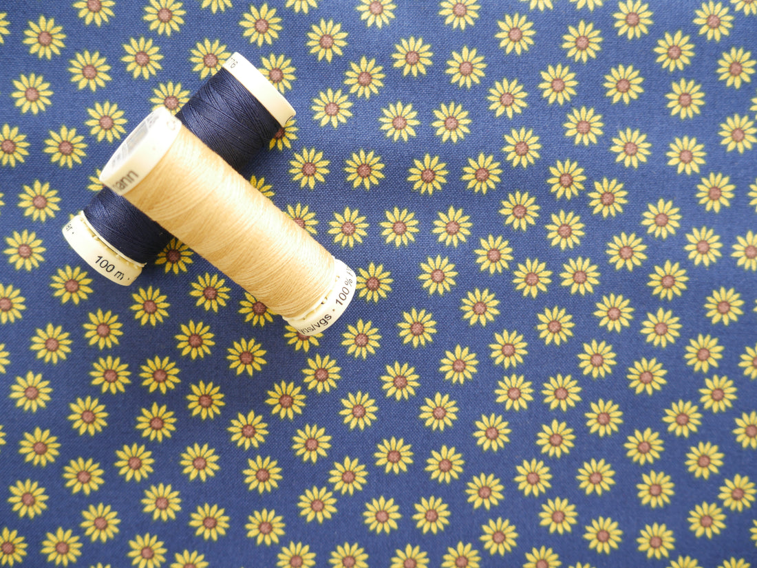 Small Sunflowers by Lewis and Irene in Navy, £14.50 p/m-Cotton-Flying Bobbins Haberdashery