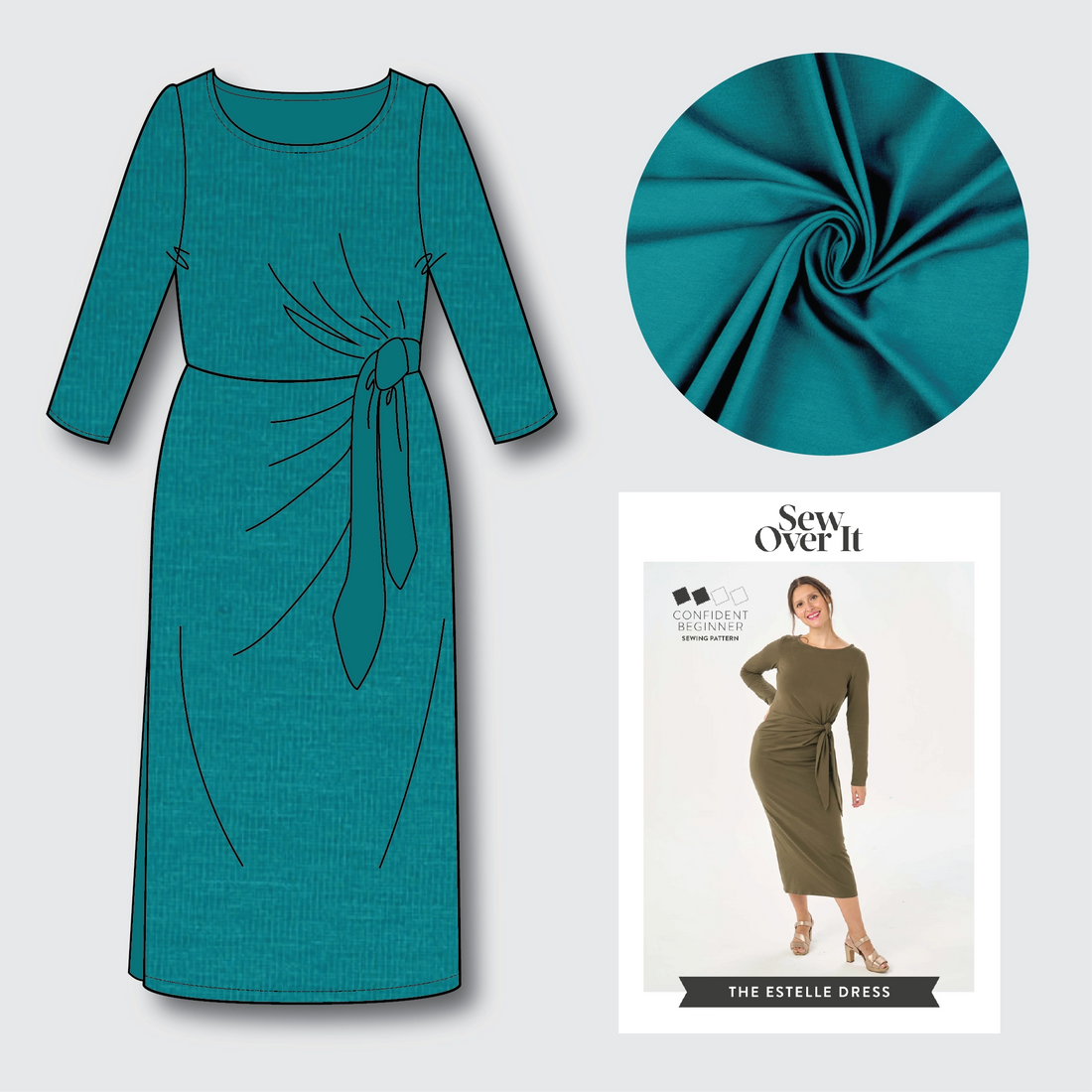 Estelle Dress Kit - Peacock-Sewing Kit-Flying Bobbins Haberdashery