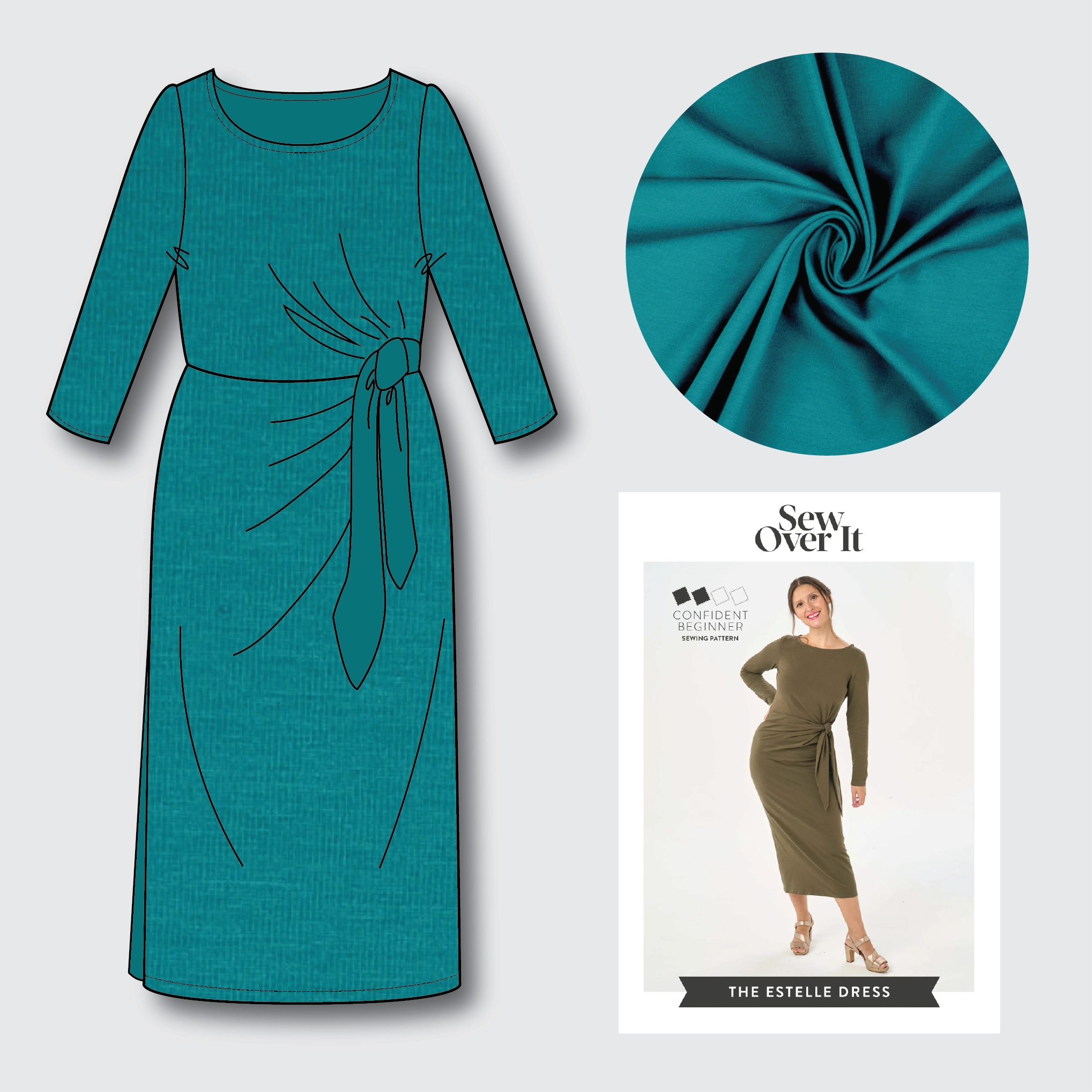 Estelle Dress Kit - Peacock-Sewing Kit-Flying Bobbins Haberdashery