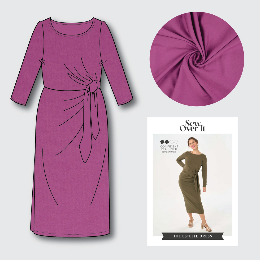 Estelle Dress Kit - Raspberry-Sewing Kit-Flying Bobbins Haberdashery