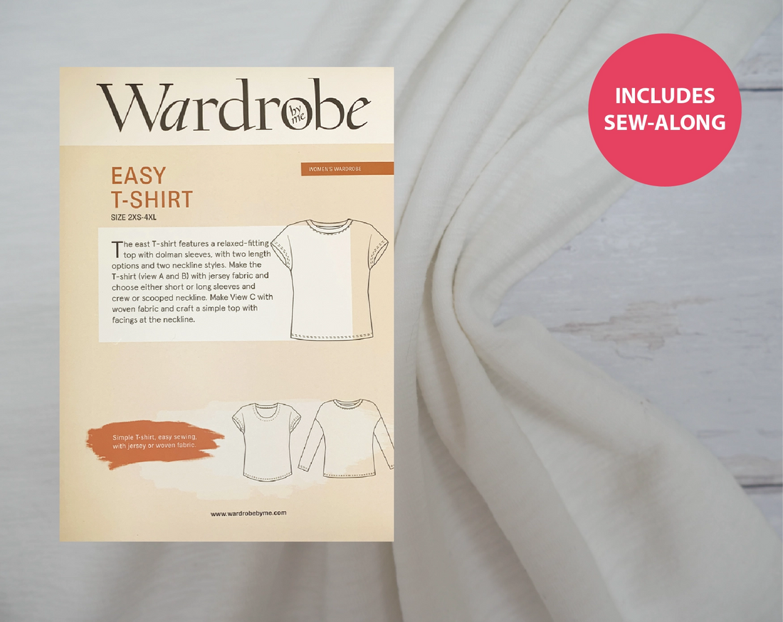 Easy T-Shirt Kit - Henley Slub Jersey in Cream-Sewing Kit-Flying Bobbins Haberdashery