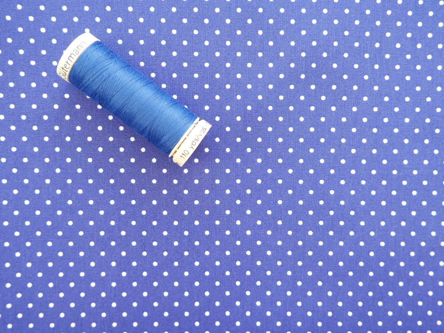 Pin-Spot Printed Cotton, Cobalt £8.50 p/m-Fabric-Flying Bobbins Haberdashery