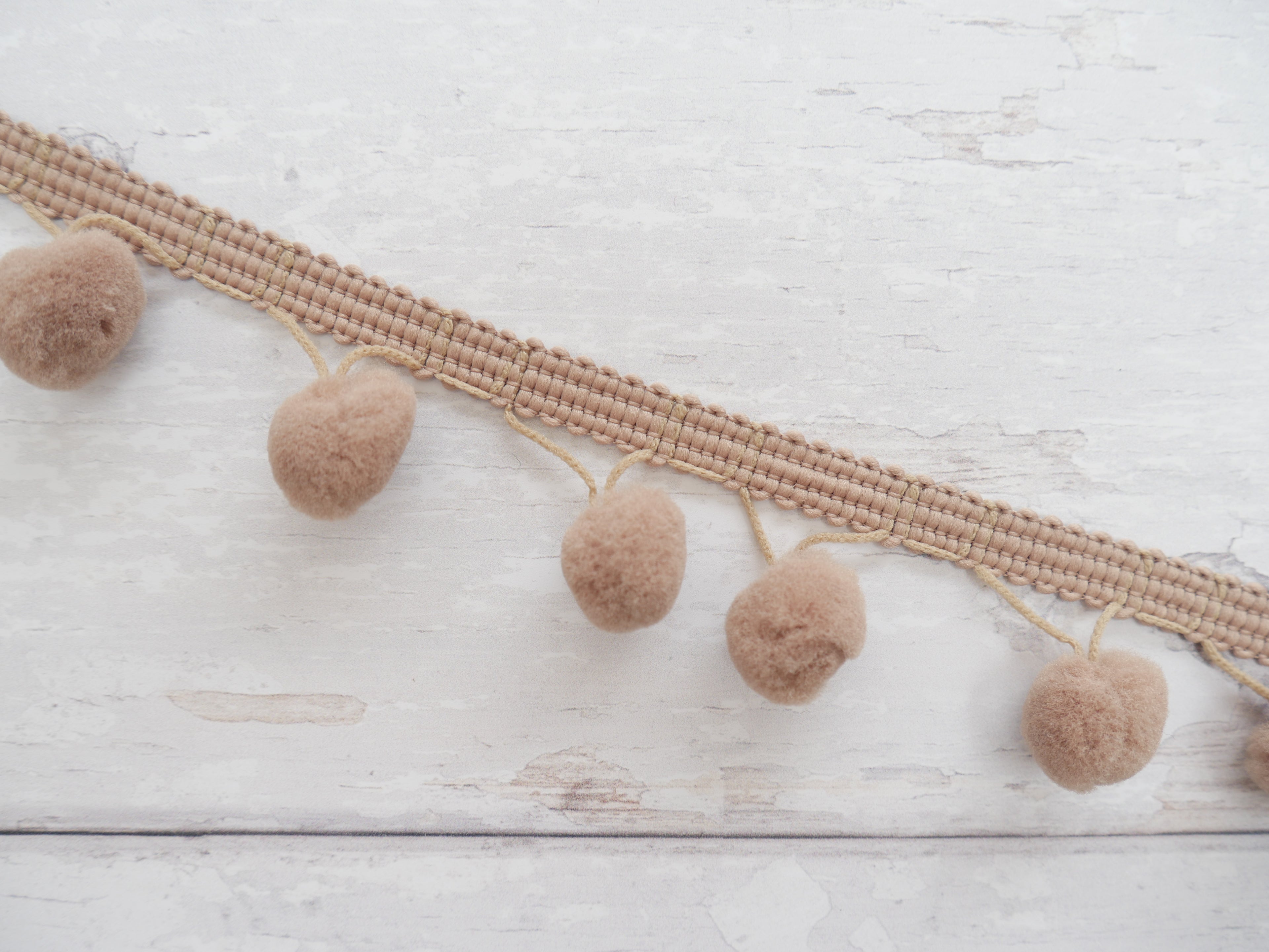 15mm Pom-Pom Trim, Caramel-Flying Bobbins Haberdashery