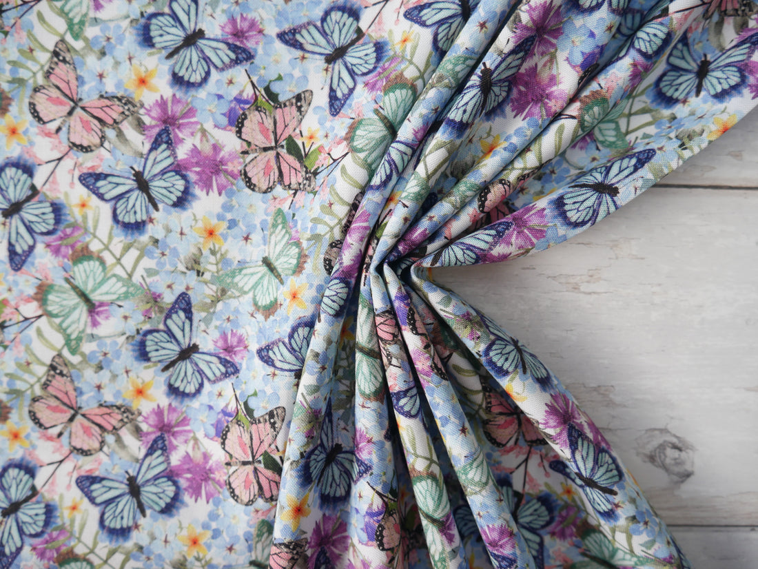Butterfly Bouquet by 3 Wishes Printed Cotton, £15.00 p/m-Cotton-Flying Bobbins Haberdashery