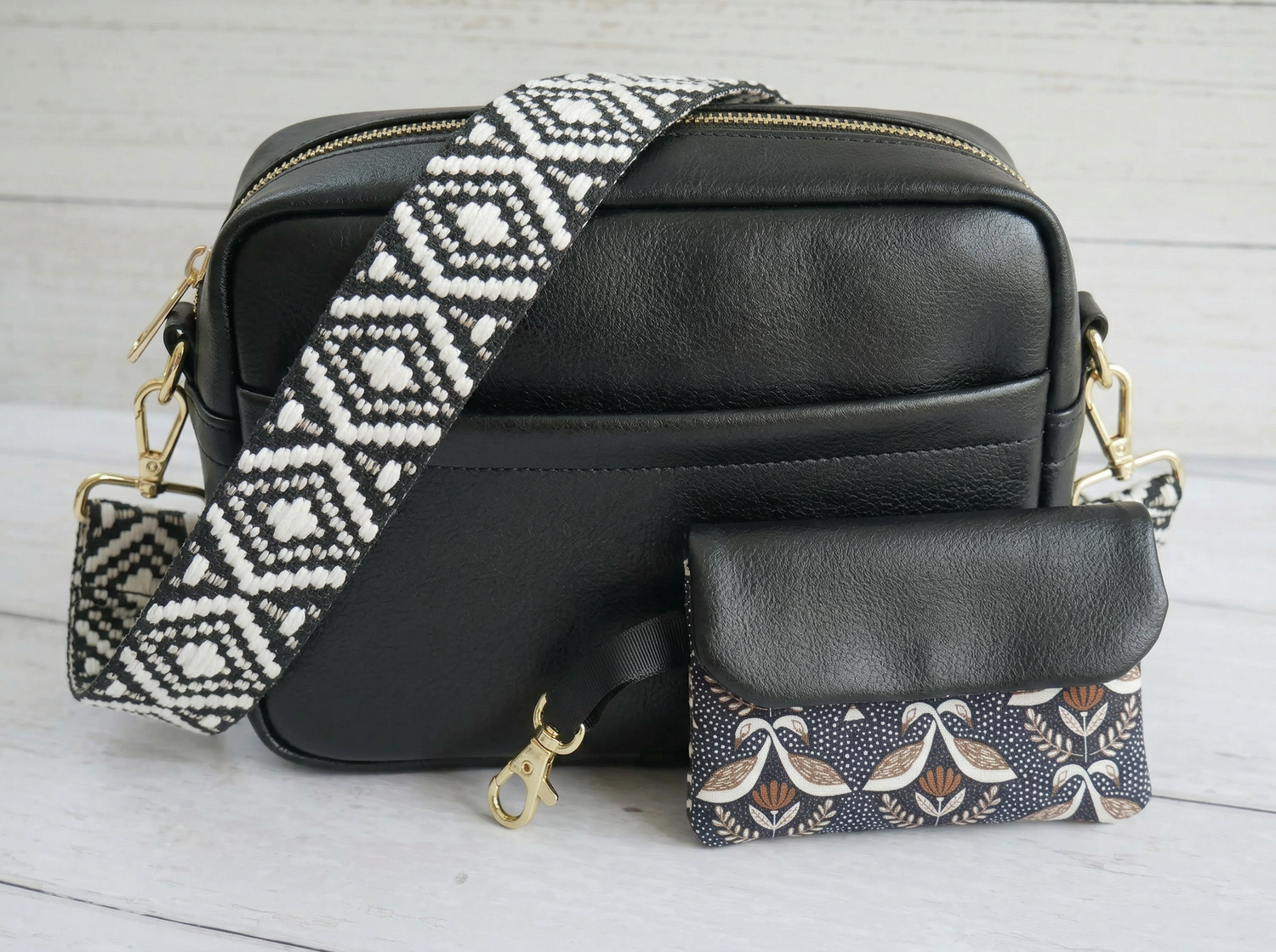 Amber Cross-Body Bag Making Kit - Leatherette in Black-Sewing Kit-Flying Bobbins Haberdashery