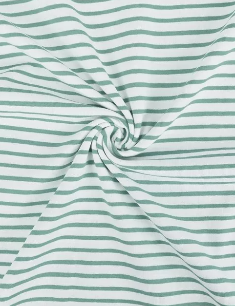 Breton Stripe Cotton Jersey in Sage &amp; Ivory £16.00 pm-Cotton Jersey-Flying Bobbins Haberdashery