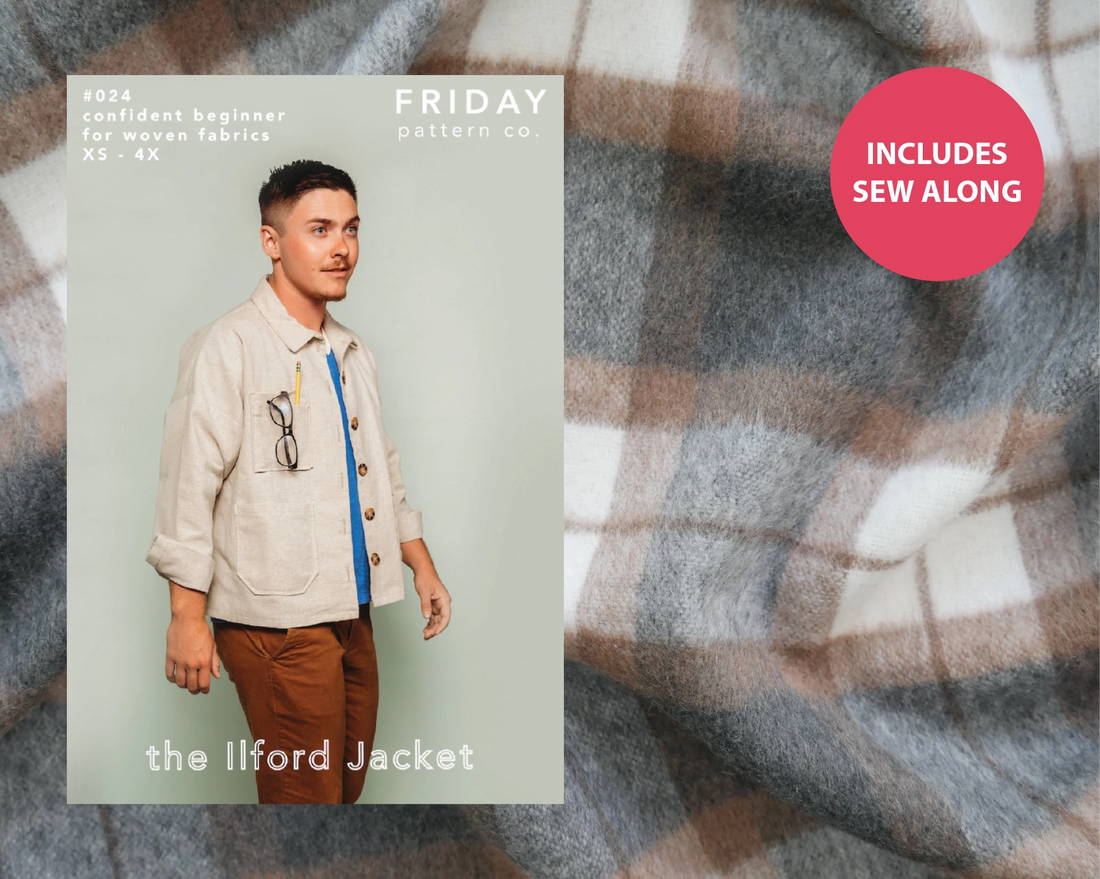Ilford Unisex Jacket Kit - Brushed Check in Tan-Sewing Kit-Flying Bobbins Haberdashery