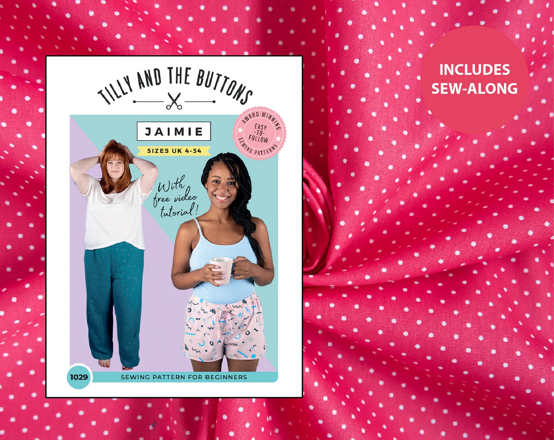 Jaimie PJs Kit - Pin Spot in Cerise-Sewing Kit-Flying Bobbins Haberdashery