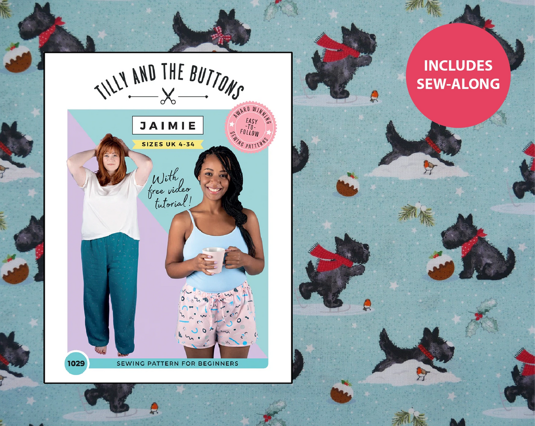 Festive Jaimie PJs Kit - Scottie Dogs-Sewing Kit-Flying Bobbins Haberdashery