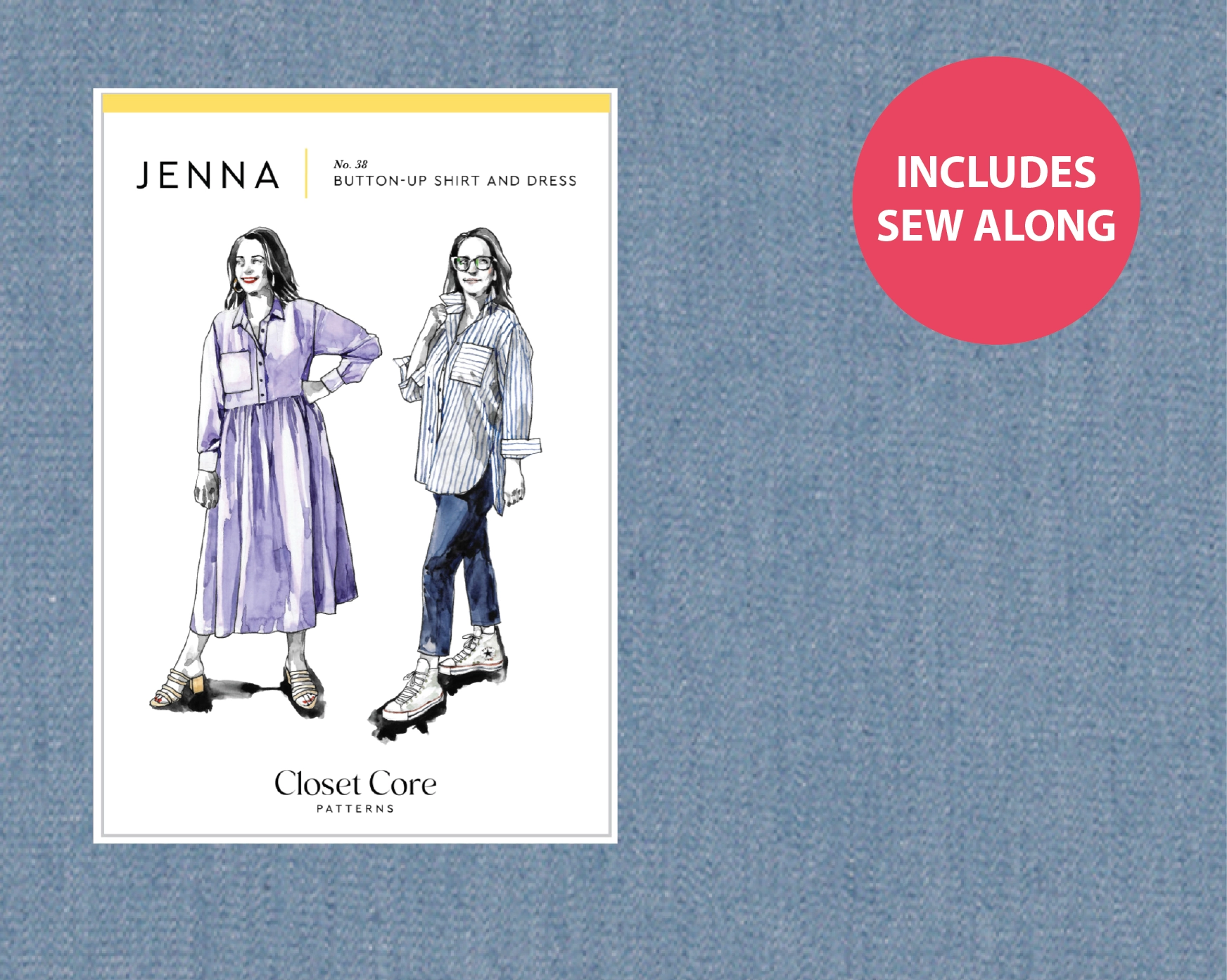 Jenna Shirt Kit - Cotton Chambray in Light Blue-Sewing Kit-Flying Bobbins Haberdashery