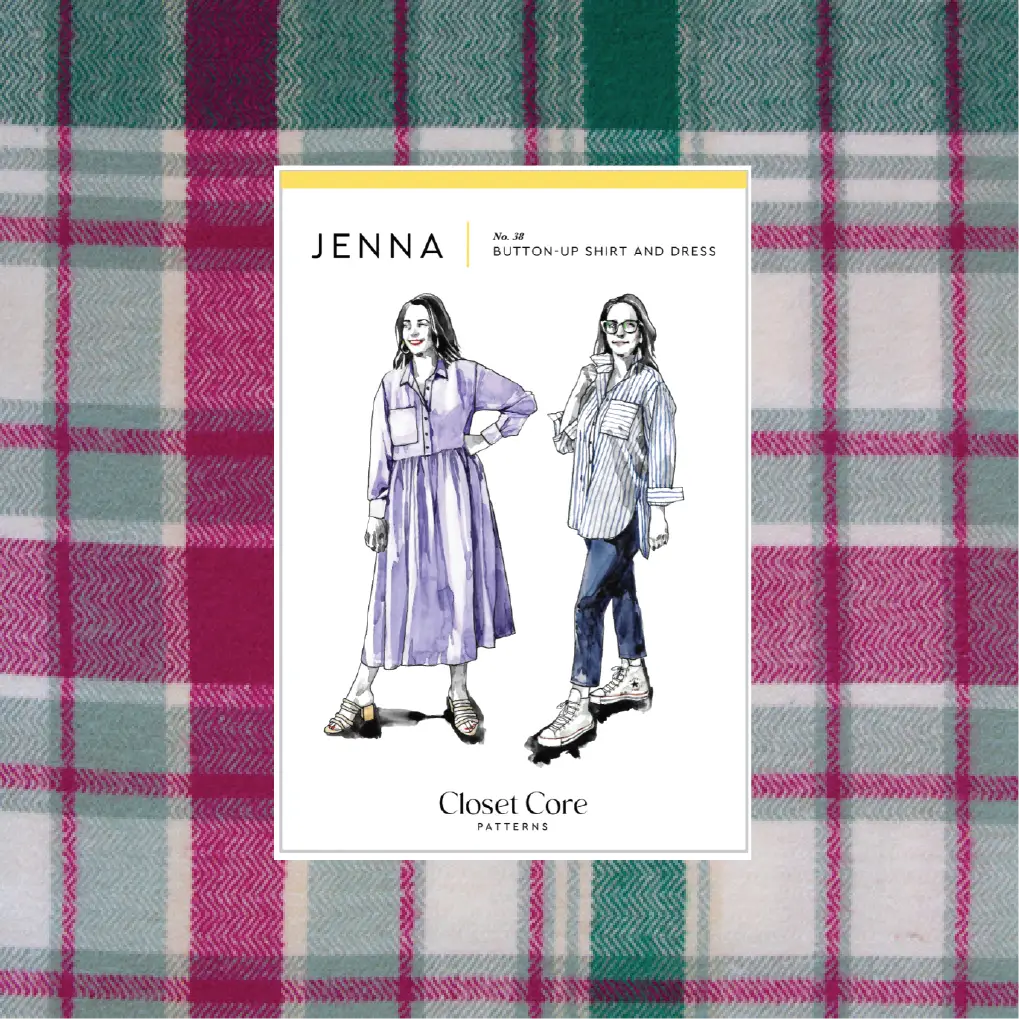 Jenna Checked Shirt Kit - Flannel Plaid in Eucalyptus by AGF