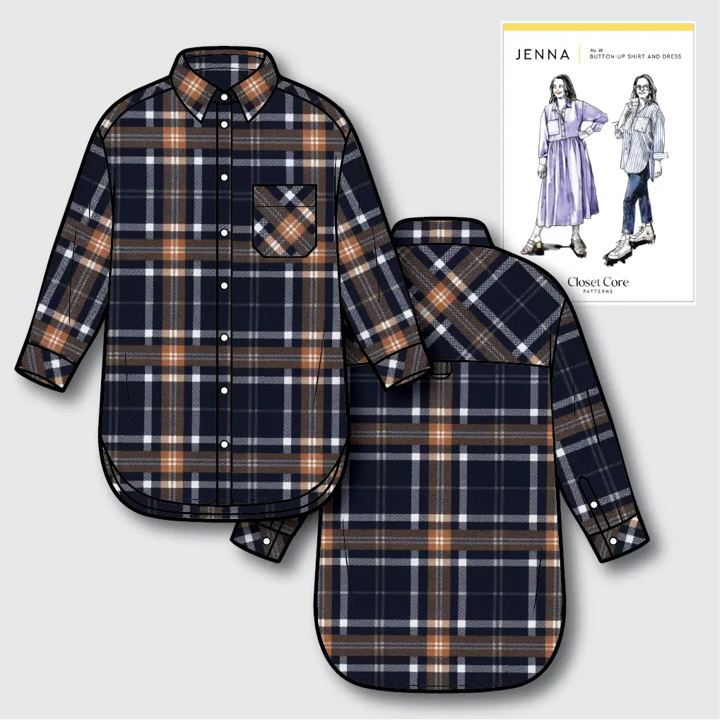 Jenna Checked Shirt Kit - Flannel Plaid in Navy