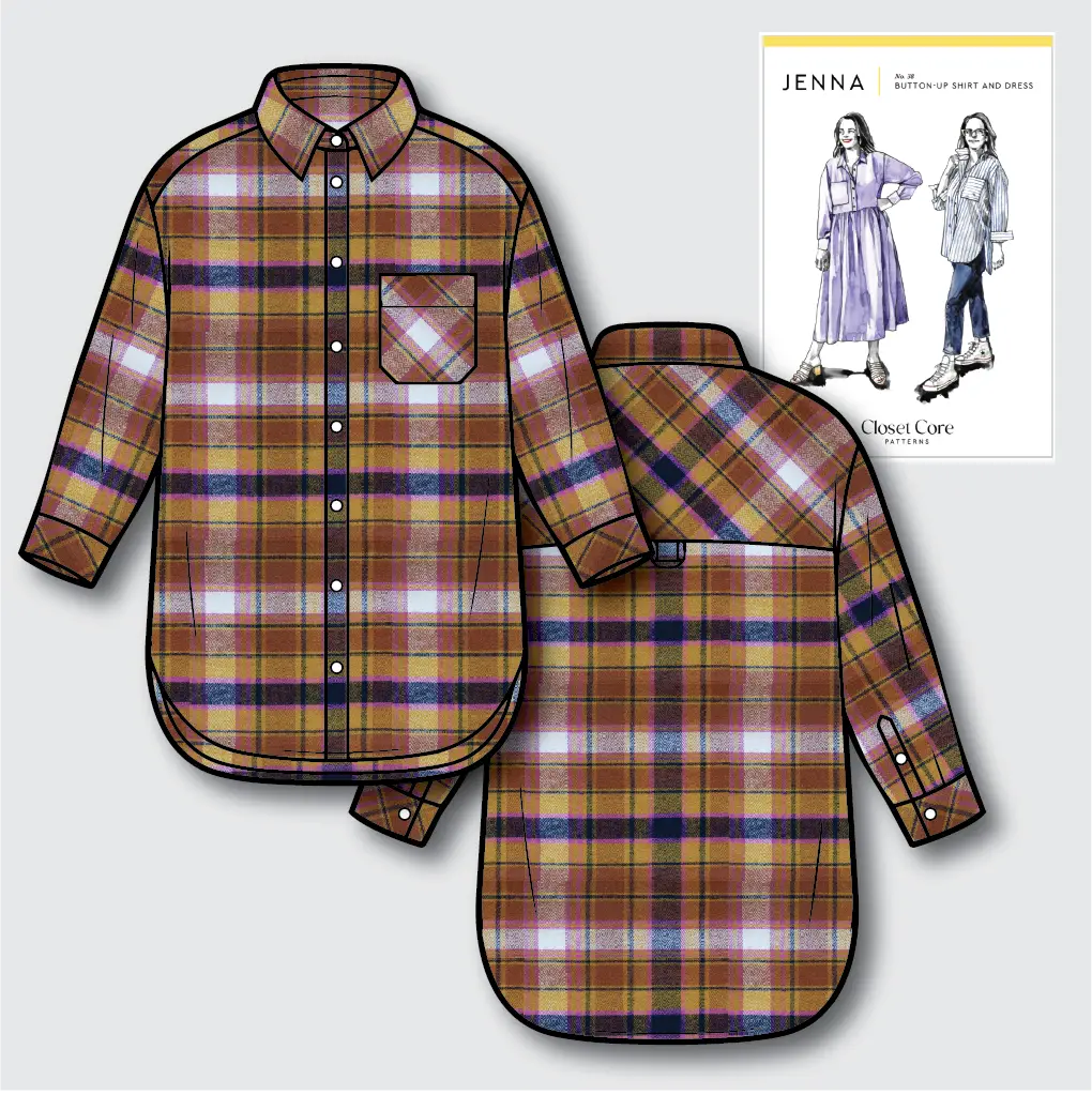 Jenna Checked Shirt Kit - Flannel Plaid in Toffee by AGF