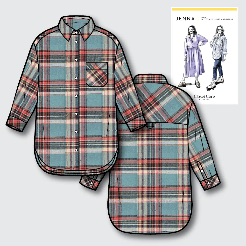 Jenna Checked Shirt Kit - Georgian Bay Japanese Cotton Brushed Twill by Lady McElroy