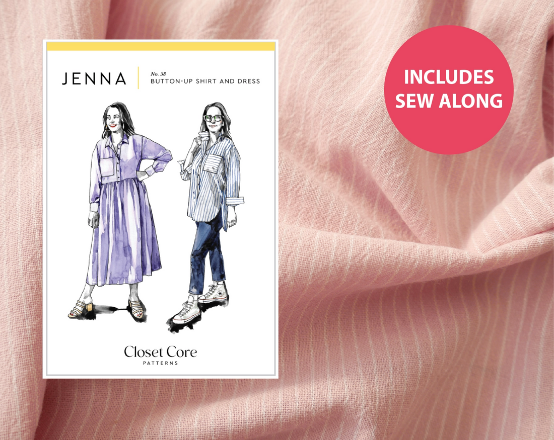 Jenna Shirt Kit - Tisfin Stripe in Blush-Sewing Kit-Flying Bobbins Haberdashery