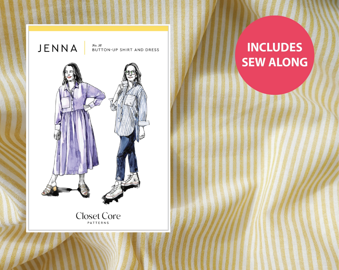 Jenna Shirt Kit - Raytis Stripe in Lemon-Sewing Kit-Flying Bobbins Haberdashery