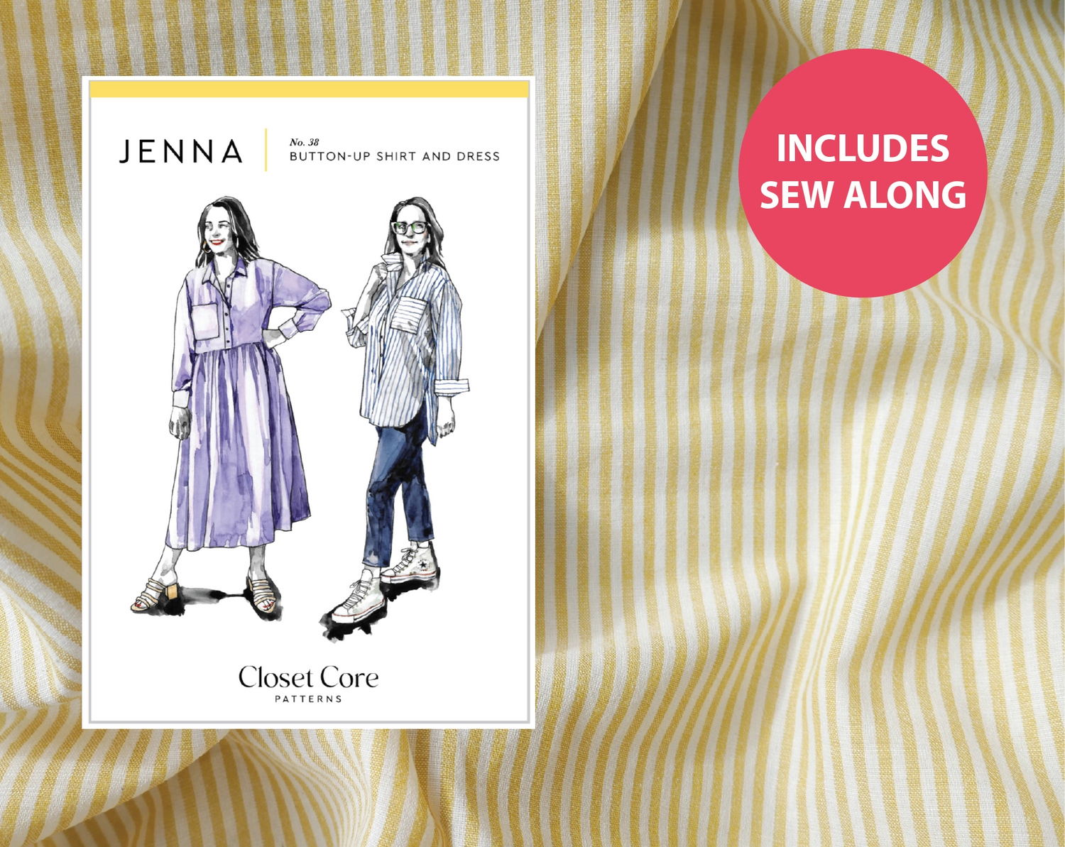 Jenna Shirt Kit - Raytis Stripe in Lemon-Sewing Kit-Flying Bobbins Haberdashery