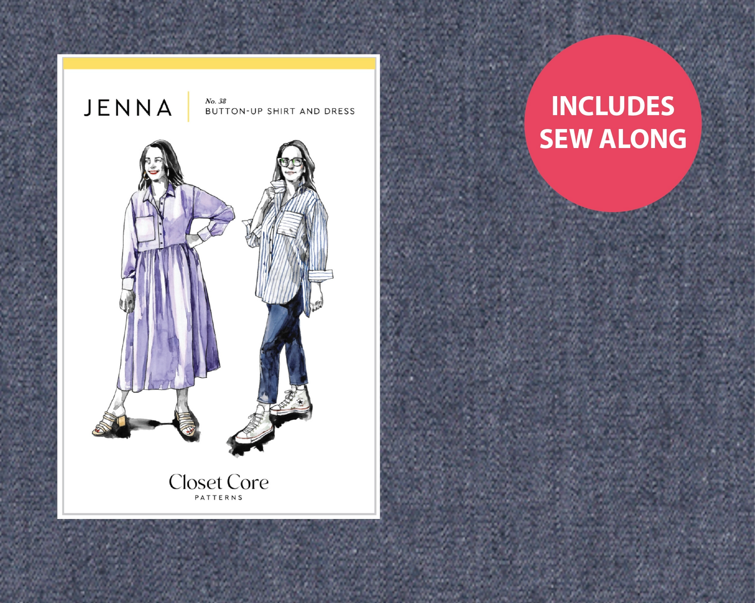 Jenna Shirt Kit - Cotton Chambray in Indigo-Sewing Kit-Flying Bobbins Haberdashery