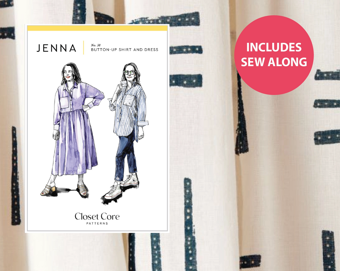 Jenna Shirt Kit - Atelier Brunette Native Print Cotton in Off-White-Sewing Kit-Flying Bobbins Haberdashery