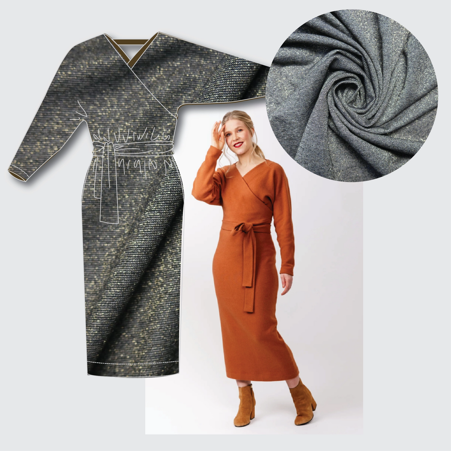 Kajo Dress Kit - Lady McElroy Ritz Jersey in Black Gold-Sewing Kit-Flying Bobbins Haberdashery