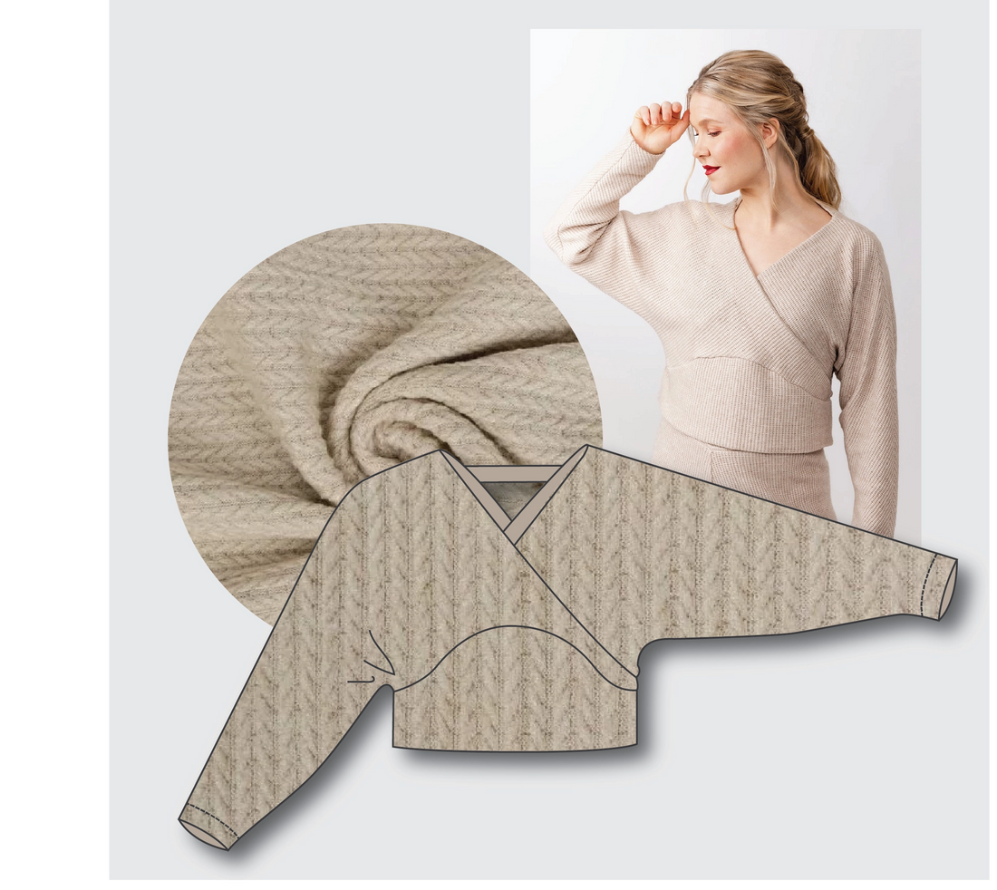 Kajo Top Kit - Angora Touch Cable in Oatmeal-Sewing Kit-Flying Bobbins Haberdashery