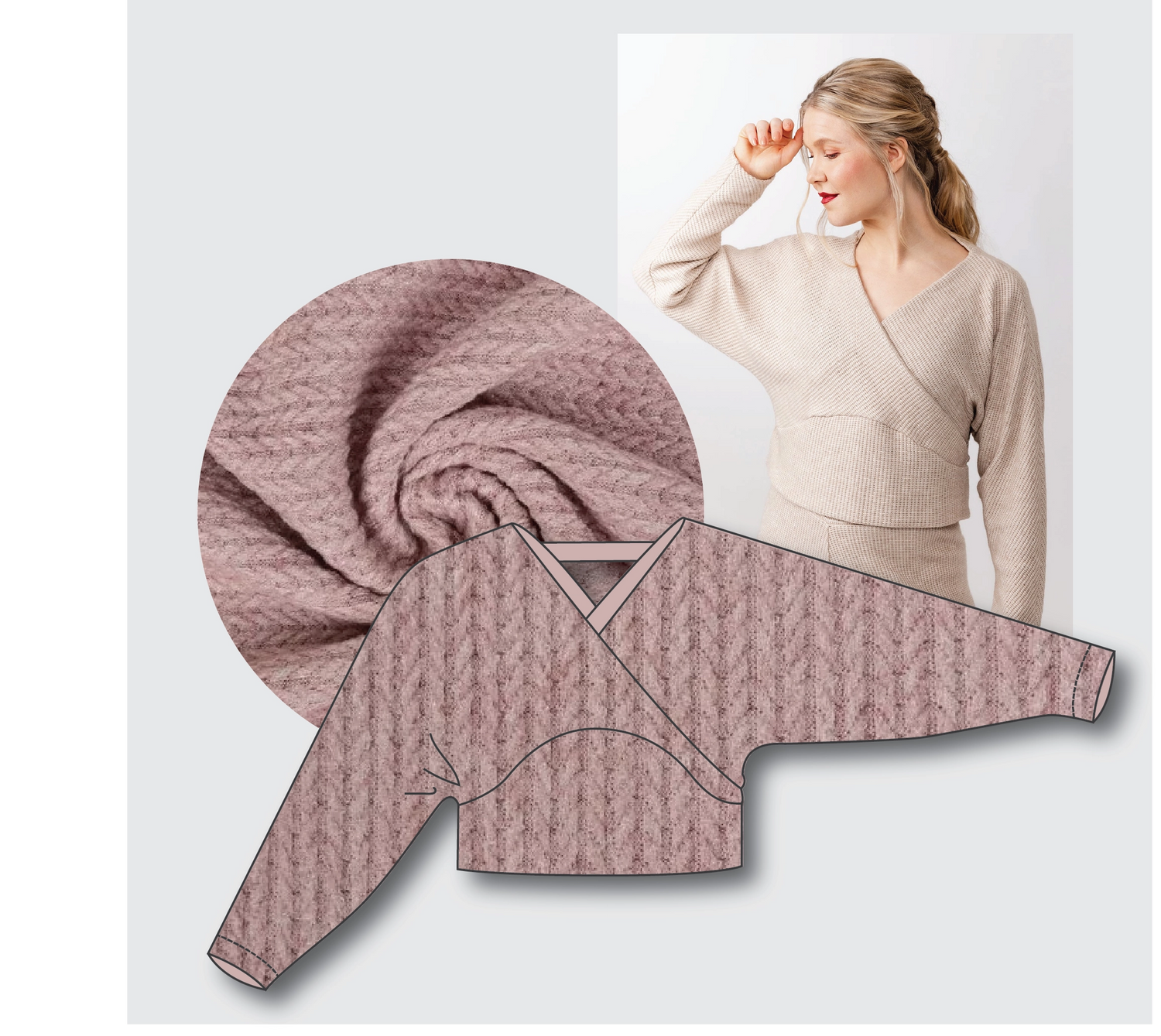 Kajo Top Kit - Angora Touch Cable in Rose-Sewing Kit-Flying Bobbins Haberdashery