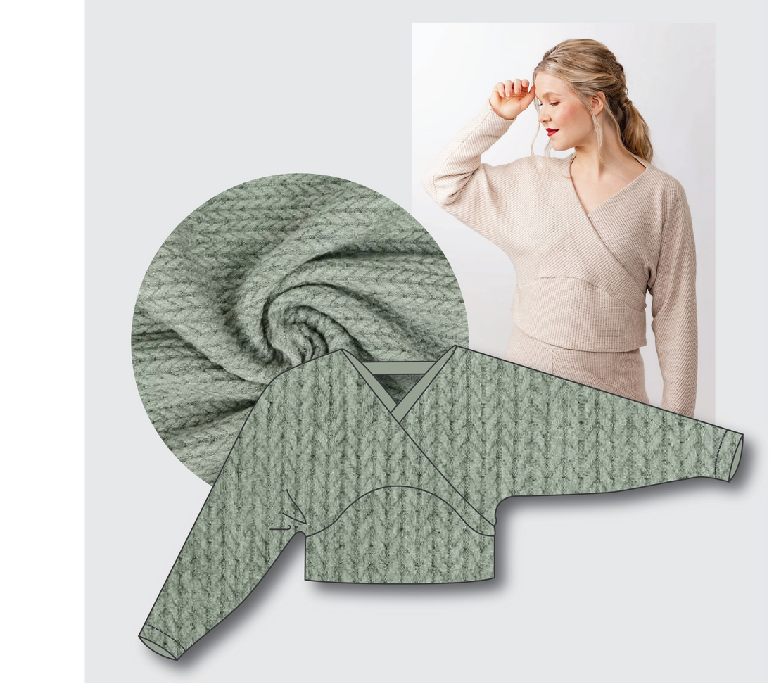 Kajo Top Kit - Angora Touch Cable in Sage-Sewing Kit-Flying Bobbins Haberdashery